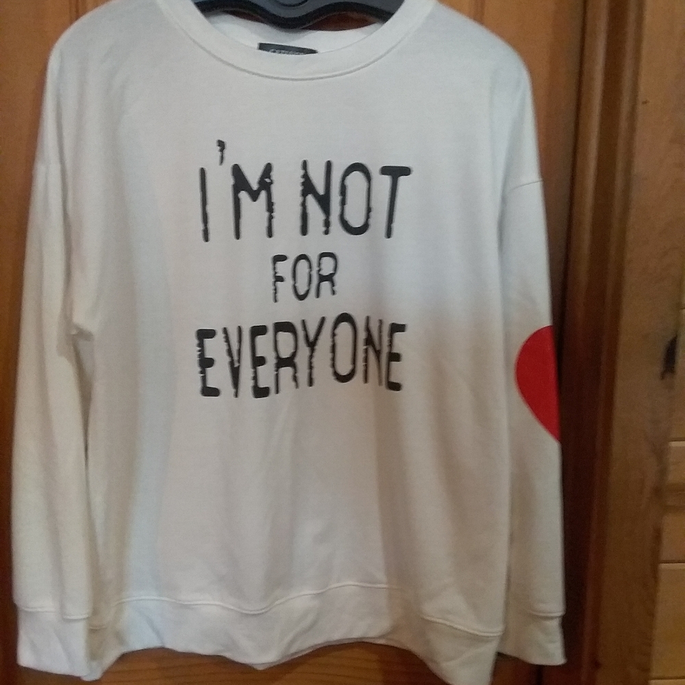 White Long Sleeved Sweatshirt Red Heart
